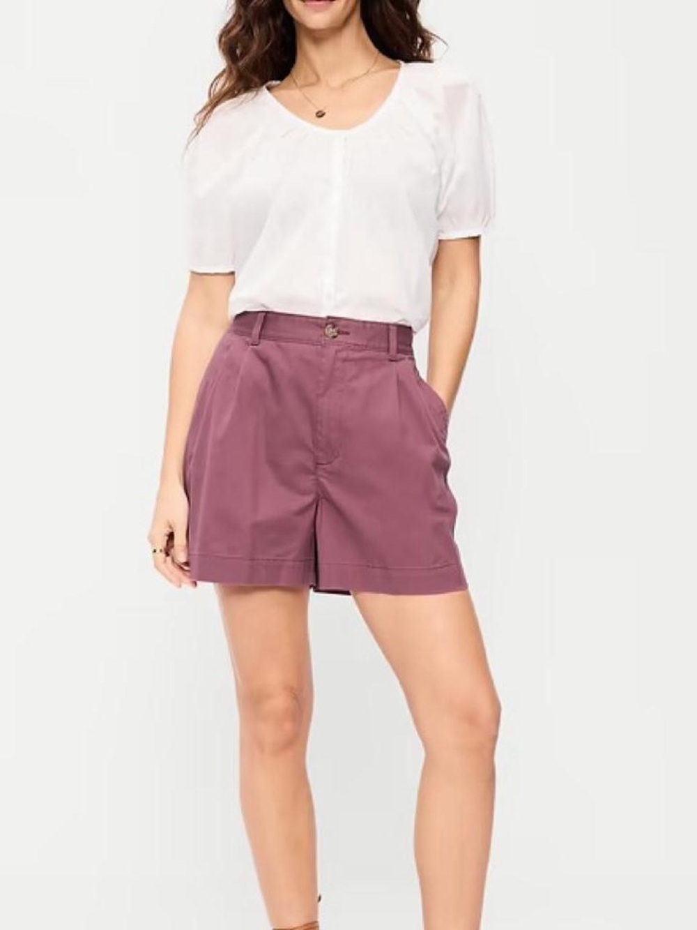 Old Navy Mauve High-Rise Pleated Shorts